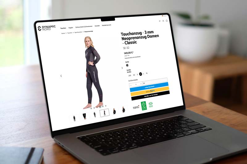 Online-Shop-Design auf dem Laptop – Beispielprojekt der E-Commerce Agentur Christmann Woll