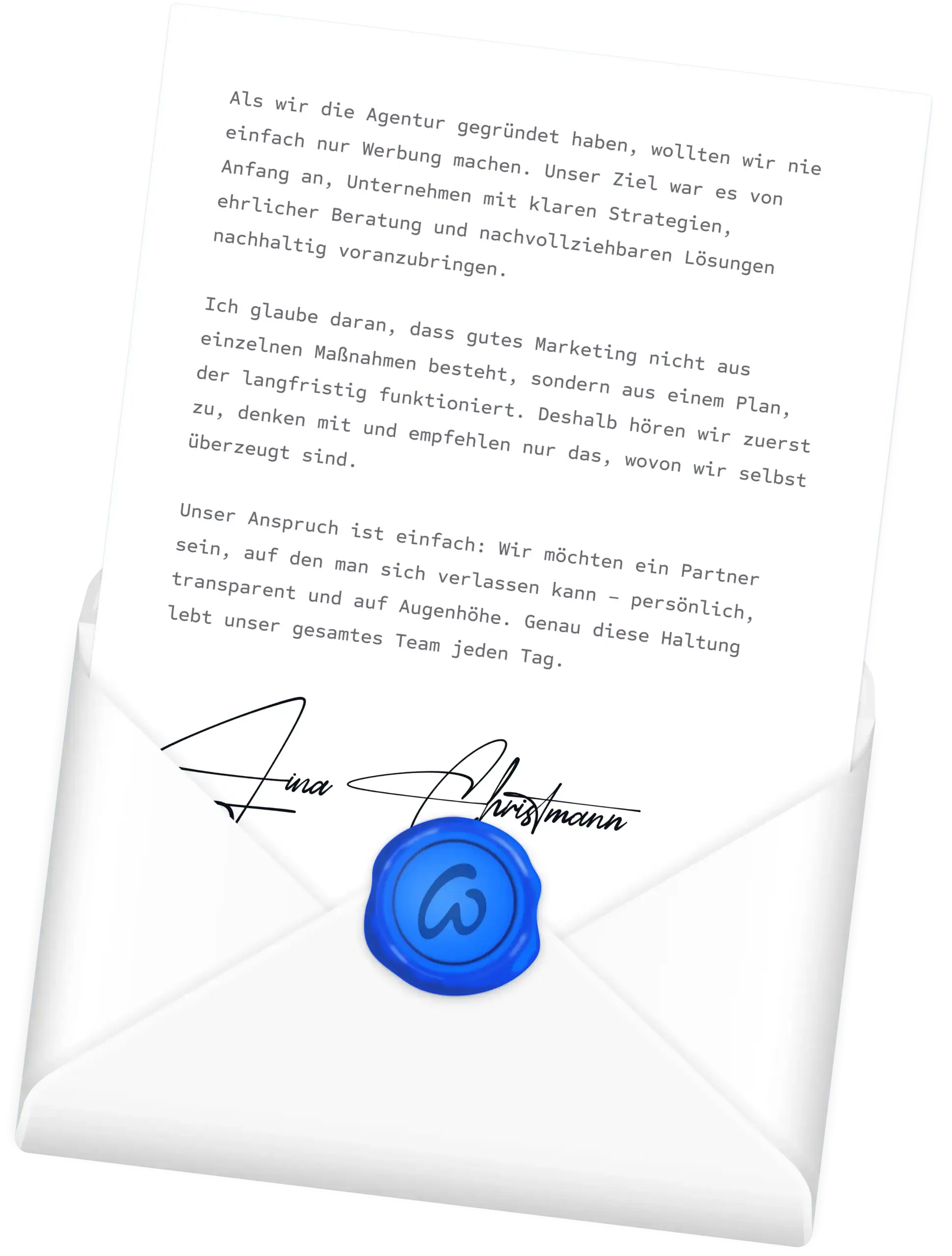 Persönlicher Brief von Lina Christmann – Geschäftsführerin cw.marketing