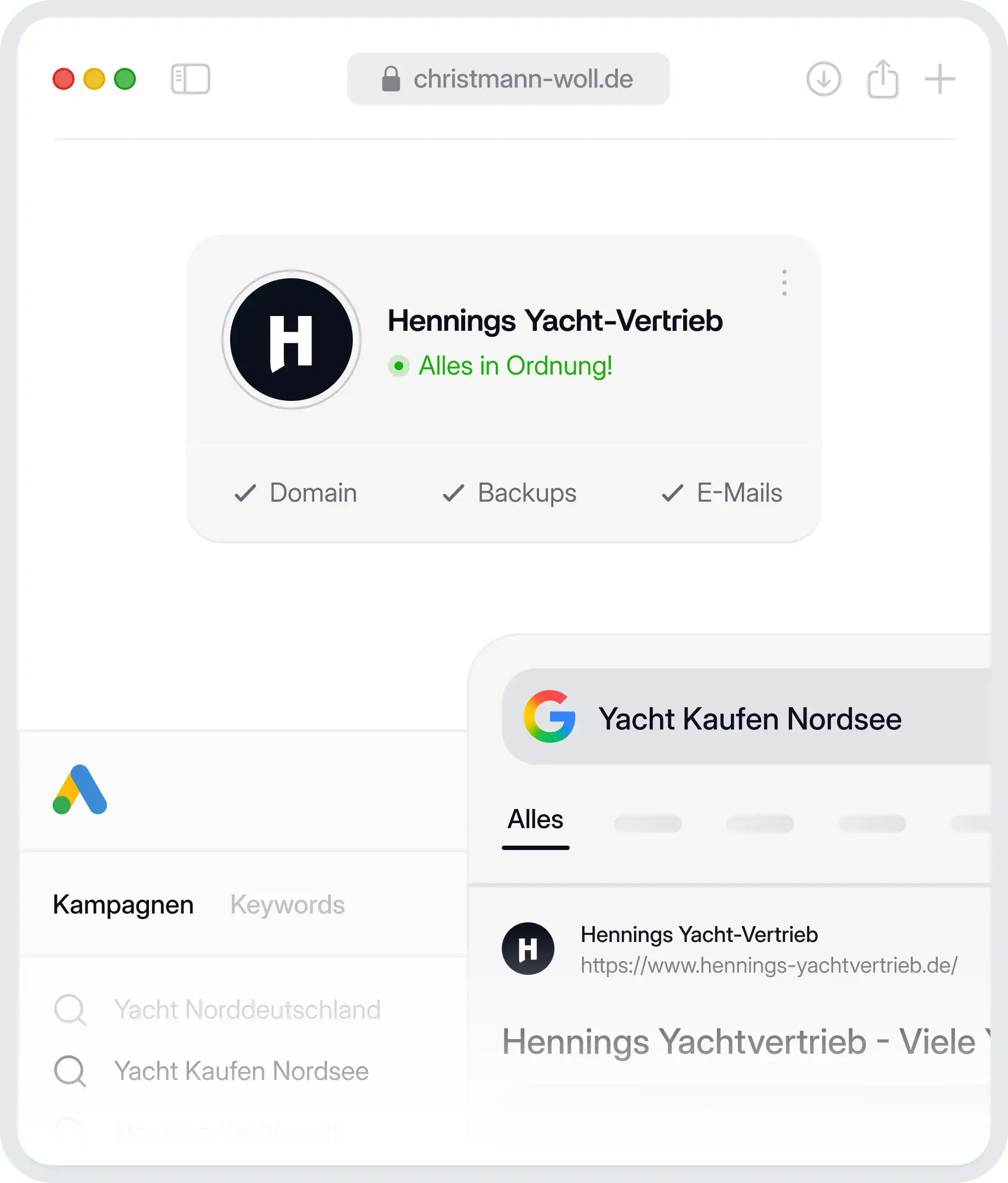 Google Ads Kampagne für Hennings Yacht-Vertrieb – cw.marketing