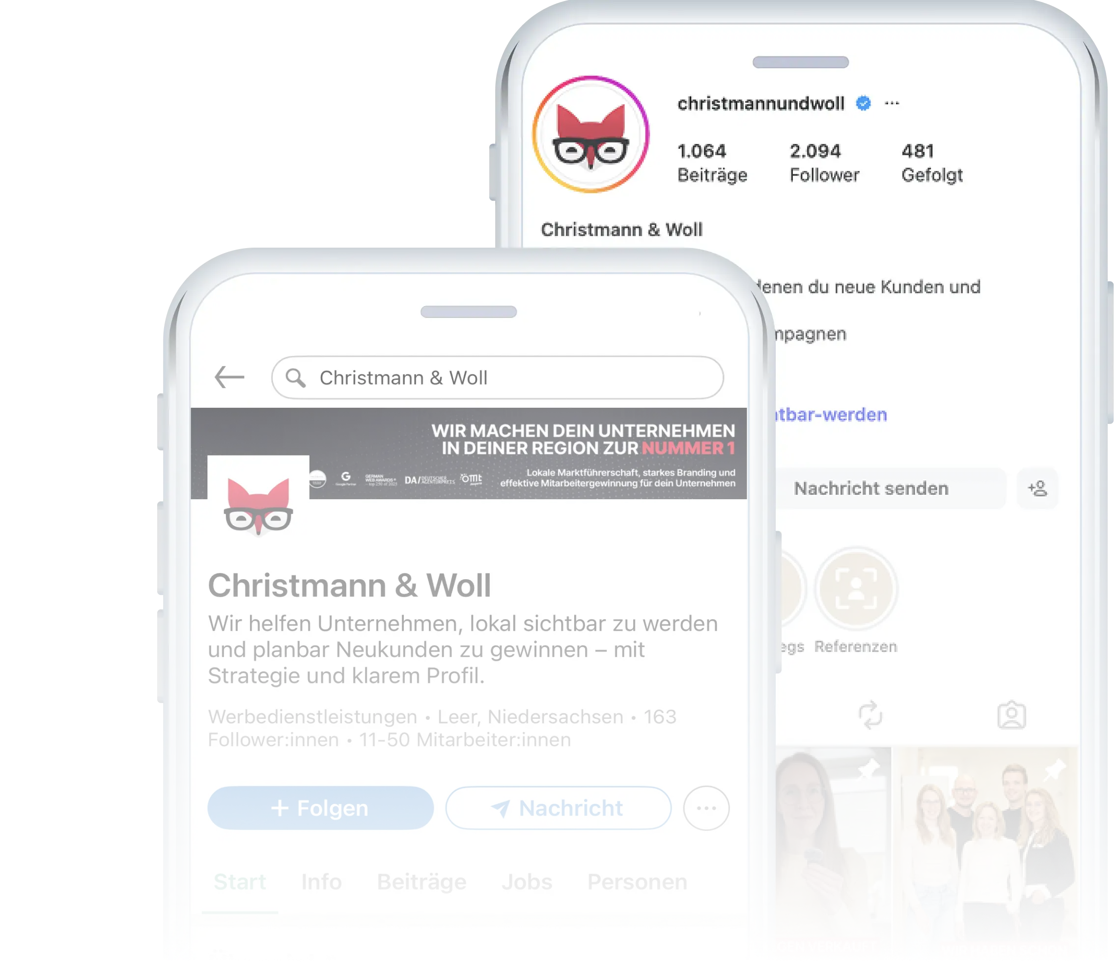cw.marketing auf Instagram und LinkedIn – Social Media Profile