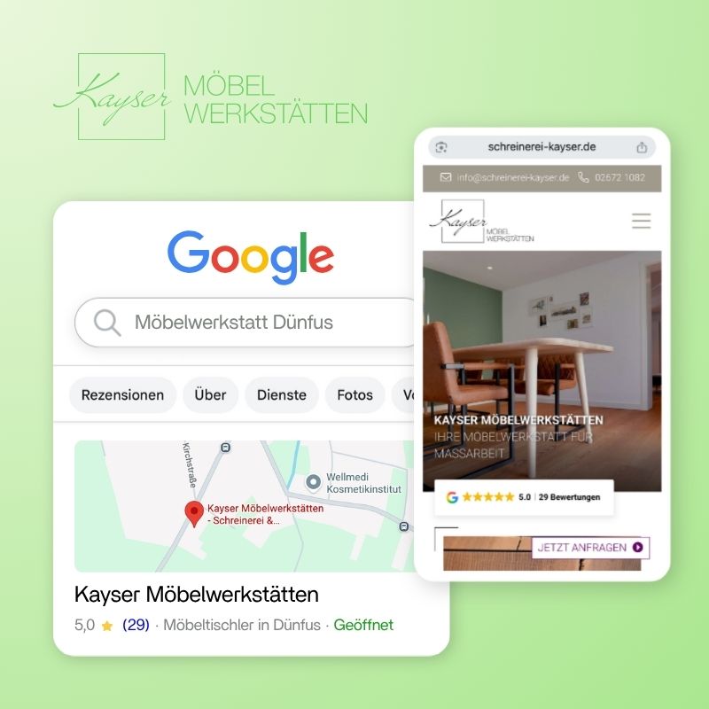 Website von Kayser Möbelwerkstätten