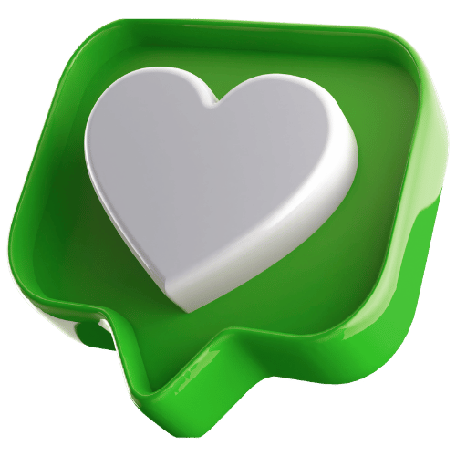 3D-Icon eines Herzens in einer Sprechblase als Symbol für Kundenbindung